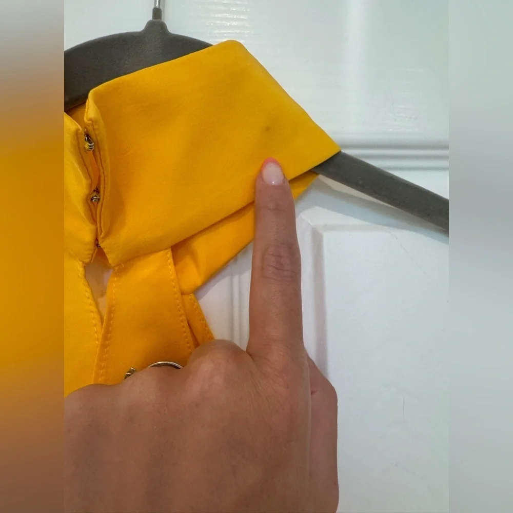 A1. Amanda Uprichard 100% Silk Halter Sleeveless Yellow Blouse - Picture 6 of 7